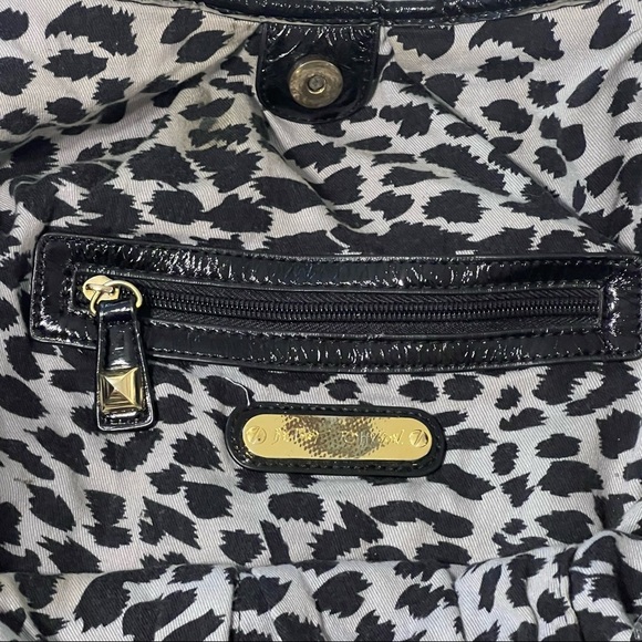 VINTAGE Betsy Johnson Black Brown Leopard Print Sequin Hobo Shoulder Bag Purse - Picture 7 of 12